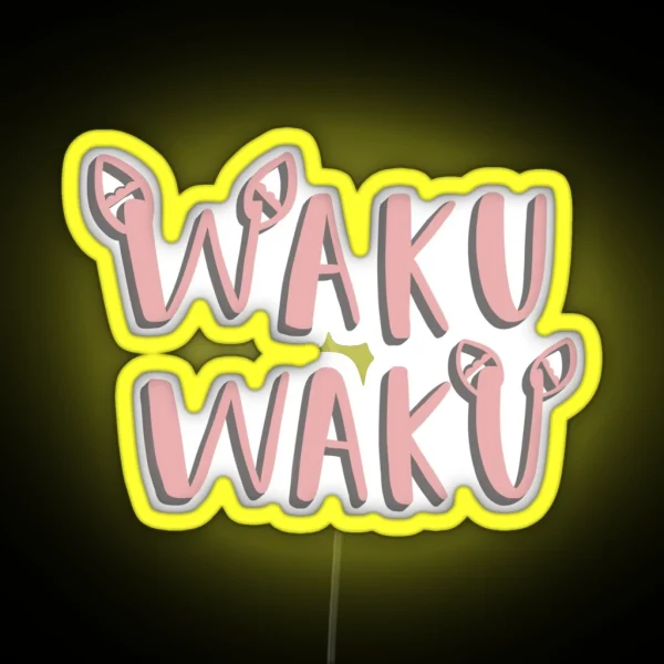 Pink Waku Waku Phrase RGB Neon Sign