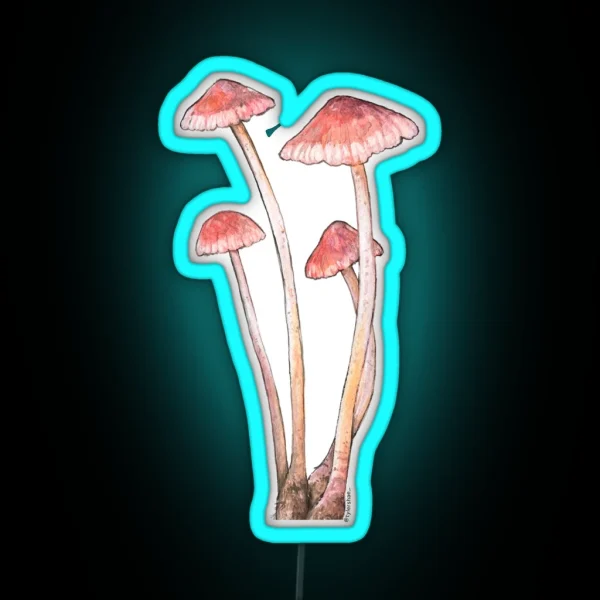 Pink Watercolor Mushrooms RGB Neon Sign