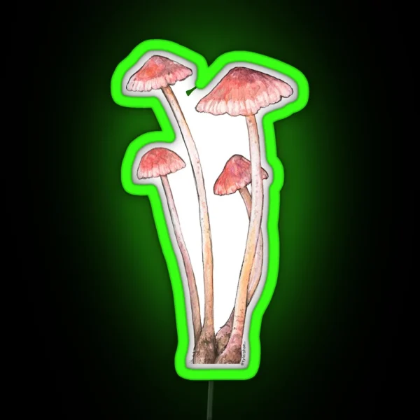 Pink Watercolor Mushrooms RGB Neon Sign
