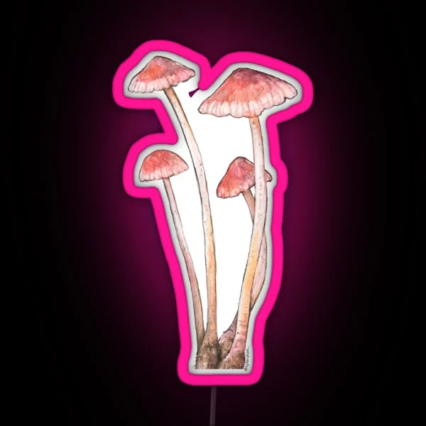Pink Watercolor Mushrooms RGB Neon Sign