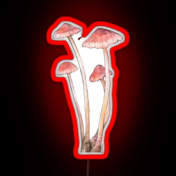 Pink Watercolor Mushrooms RGB Neon Sign