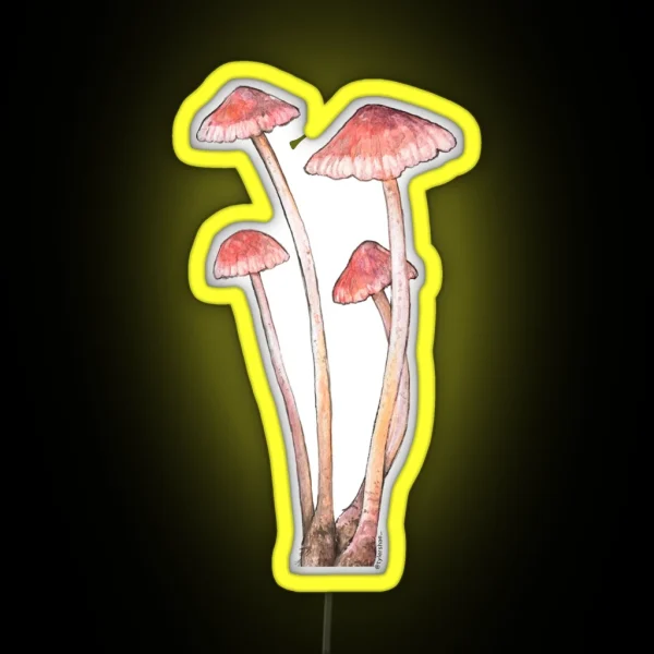 Pink Watercolor Mushrooms RGB Neon Sign
