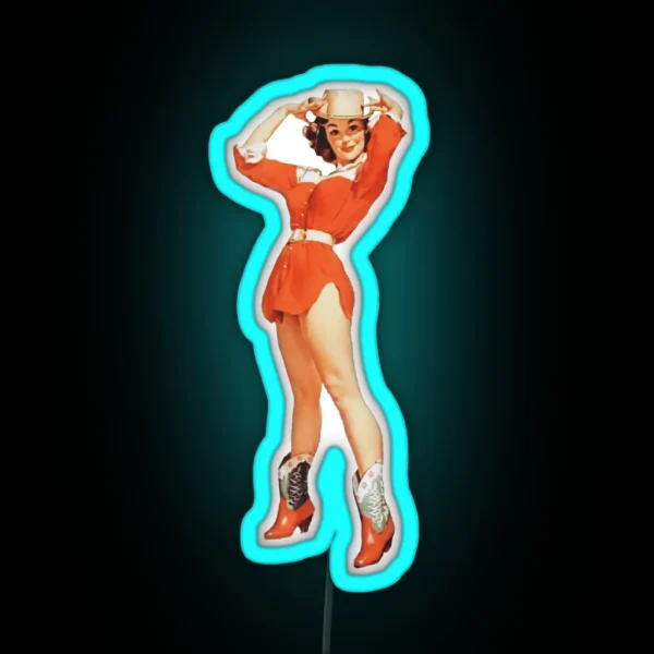 Pinup Cowgirl RGB Neon Sign