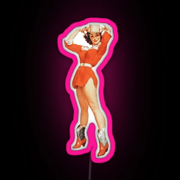 Pinup Cowgirl RGB Neon Sign