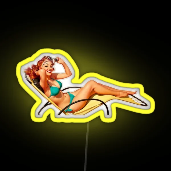 Pinup Girl In Bikini RGB Neon Sign