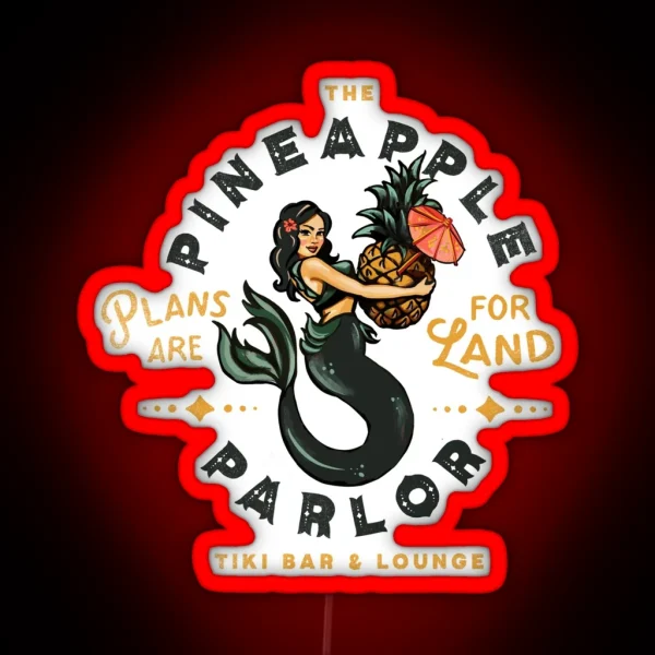 Pinup Girl Mermaid The Pineapple Parlor RGB Neon Sign