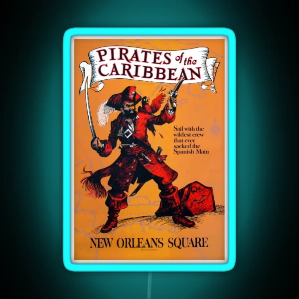 Pirates Of The Carribean Ride Poster RGB Neon Sign