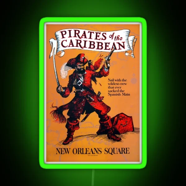 Pirates Of The Carribean Ride Poster RGB Neon Sign