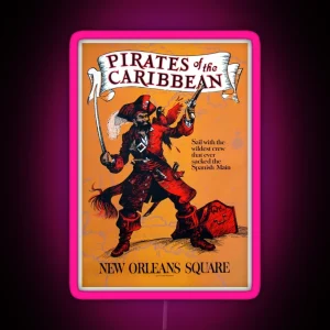 Pirates Of The Carribean Ride Poster RGB Neon Sign