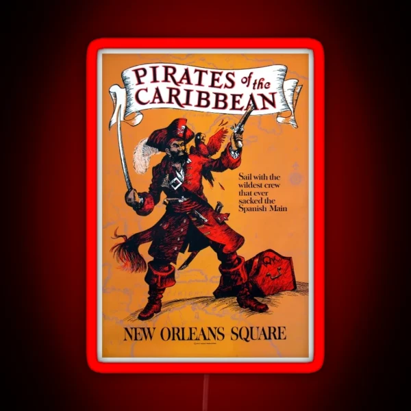 Pirates Of The Carribean Ride Poster RGB Neon Sign