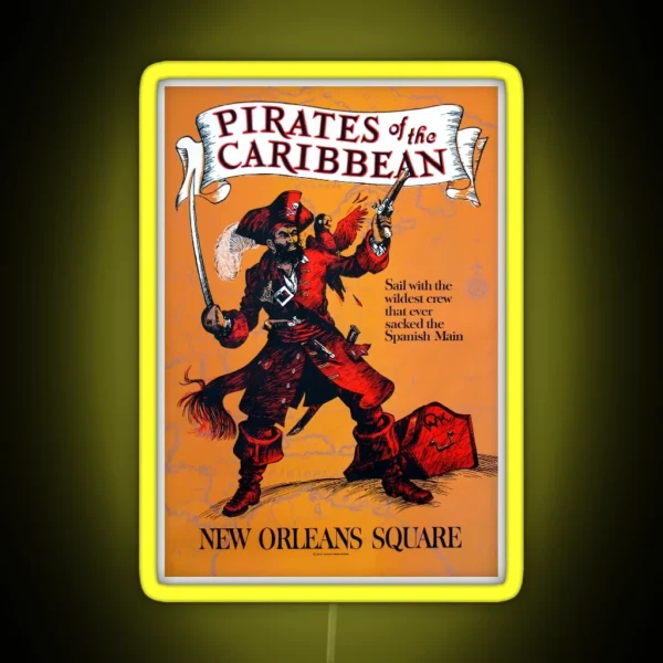 Pirates Of The Carribean Ride Poster RGB Neon Sign
