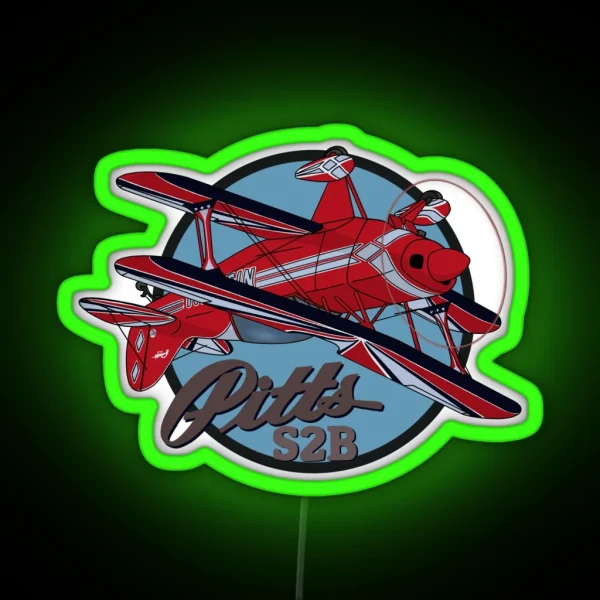 Pitts S2B Aerobatic Airplane Art RGB Neon Sign