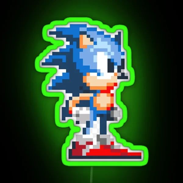 Pixel Art 8bit Sonic RGB Neon Sign