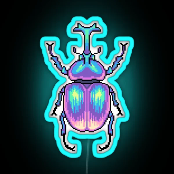 Pixel Beetle RGB Neon Sign