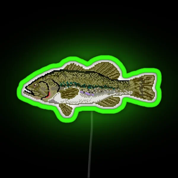 Pixel Largemouth Bass RGB Neon Sign