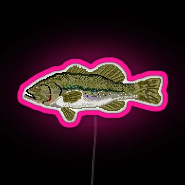 Pixel Largemouth Bass RGB Neon Sign