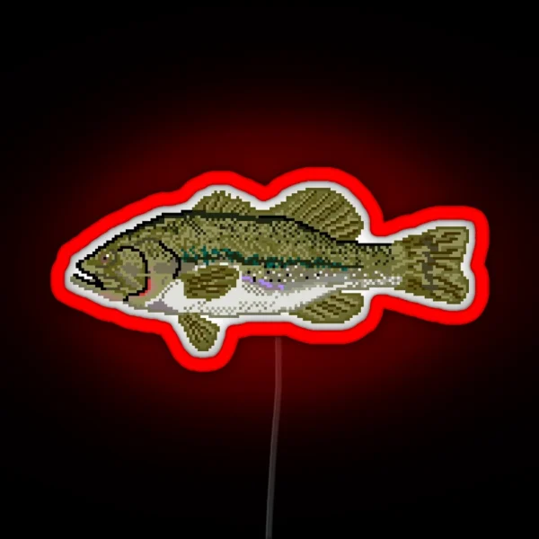Pixel Largemouth Bass RGB Neon Sign