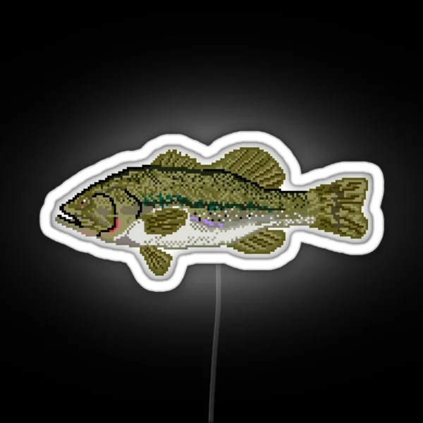 Pixel Largemouth Bass RGB Neon Sign