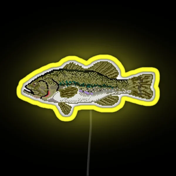 Pixel Largemouth Bass RGB Neon Sign