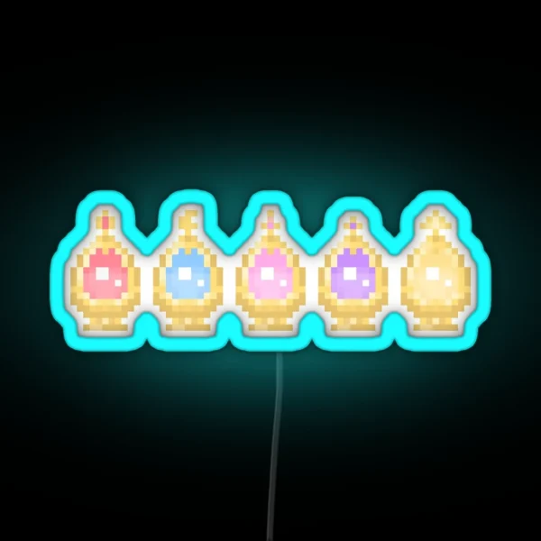 Pixel Soul Gems RGB Neon Sign