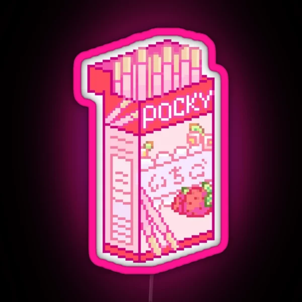 Pixel Strawberry Pocky Box RGB Neon Sign