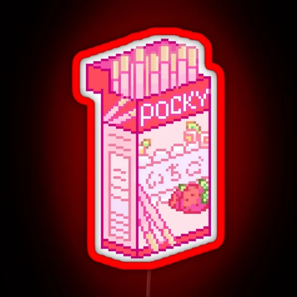 Pixel Strawberry Pocky Box RGB Neon Sign