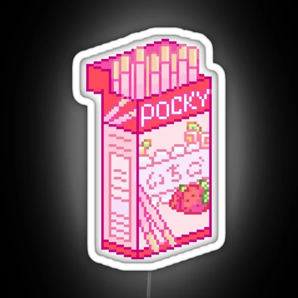 Pixel Strawberry Pocky Box RGB Neon Sign
