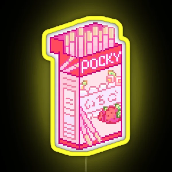 Pixel Strawberry Pocky Box RGB Neon Sign