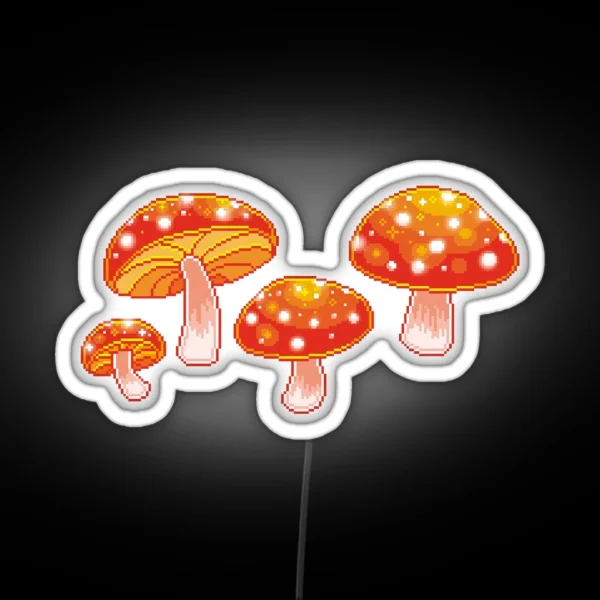 Pixel Toadstool Mushrooms RGB Neon Sign