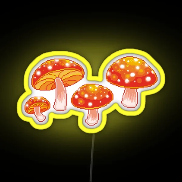 Pixel Toadstool Mushrooms RGB Neon Sign
