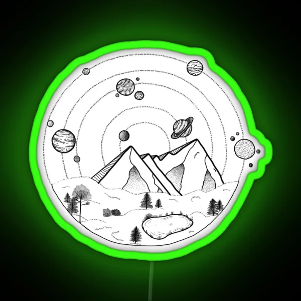 Planets In Forest Scene RGB Neon Sign