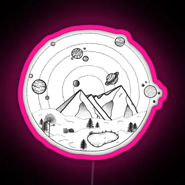 Planets In Forest Scene RGB Neon Sign
