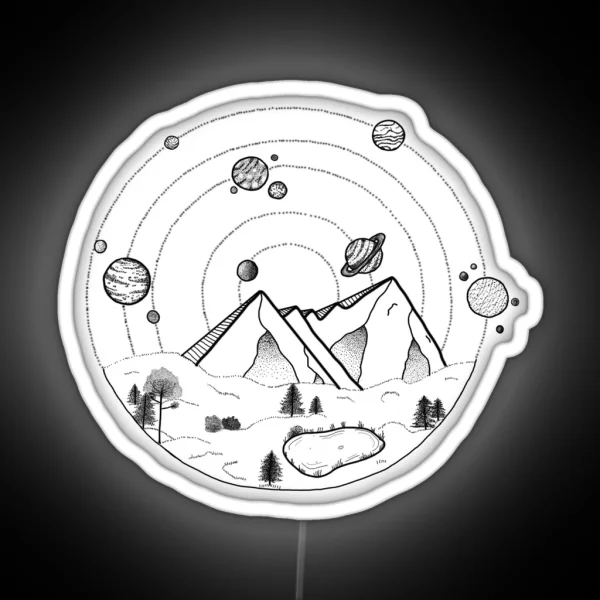 Planets In Forest Scene RGB Neon Sign