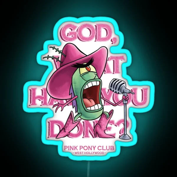 Plankton Singing Pink Pony Club RGB Neon Sign