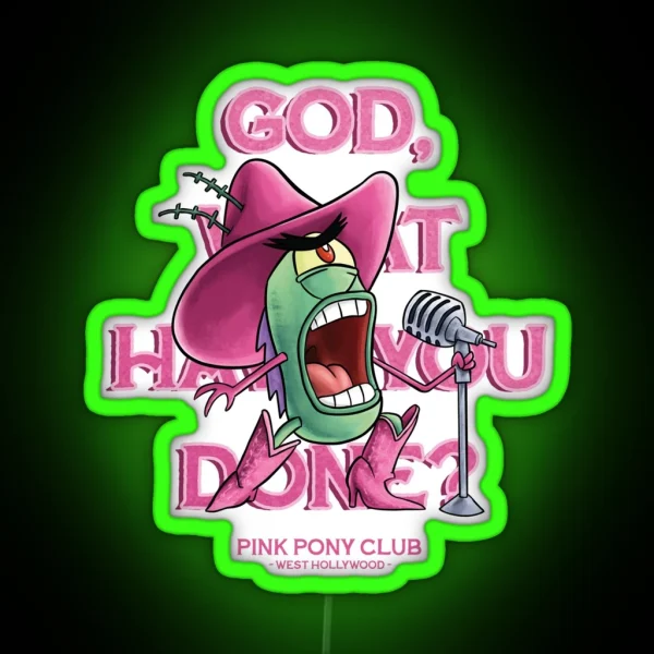 Plankton Singing Pink Pony Club RGB Neon Sign