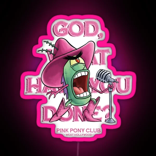 Plankton Singing Pink Pony Club RGB Neon Sign