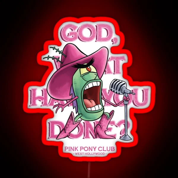 Plankton Singing Pink Pony Club RGB Neon Sign