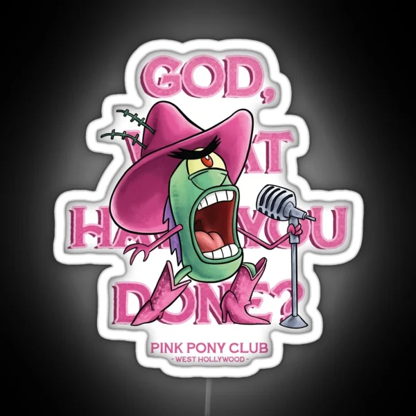 Plankton Singing Pink Pony Club RGB Neon Sign