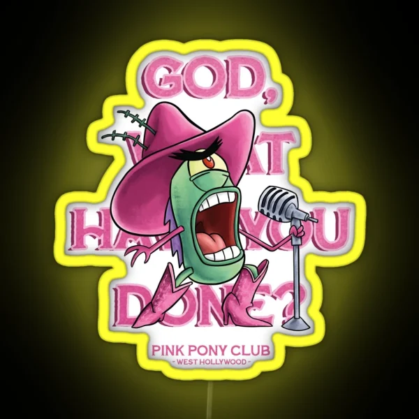 Plankton Singing Pink Pony Club RGB Neon Sign