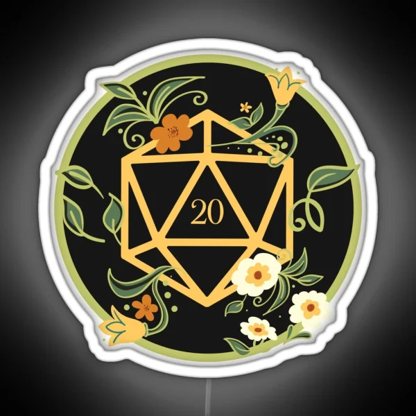 Plant Lovers Polyhedral D20 Dice Tabletop RPG RGB Neon Sign