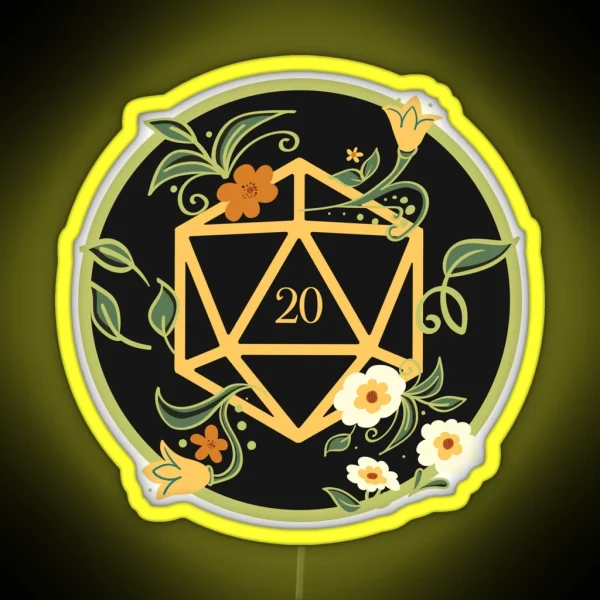 Plant Lovers Polyhedral D20 Dice Tabletop RPG RGB Neon Sign