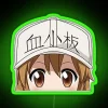 platelet-chan rgb neon sign with vibrant green lighting.