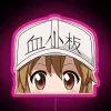rgb neon sign featuring platelet-chan in vibrant pink tones.