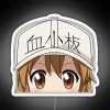 A vibrant neon sign featuring Platelet-chan with RGB lighting effects.