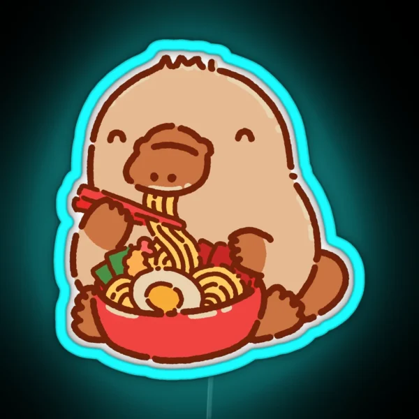 Platypus Eating Ramen RGB Neon Sign