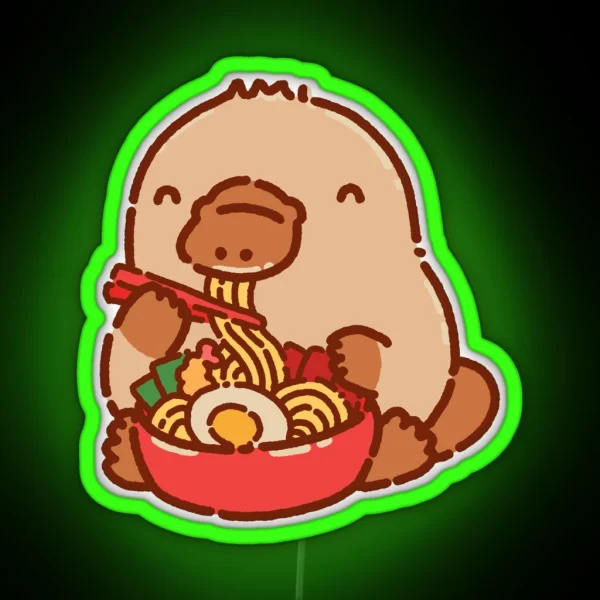 Platypus Eating Ramen RGB Neon Sign
