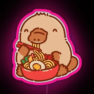 Platypus Eating Ramen RGB Neon Sign