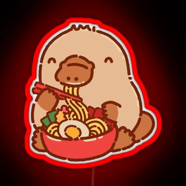 Platypus Eating Ramen RGB Neon Sign
