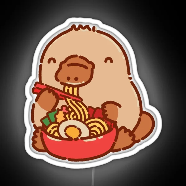Platypus Eating Ramen RGB Neon Sign