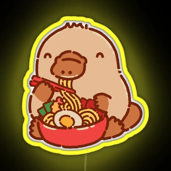 Platypus Eating Ramen RGB Neon Sign